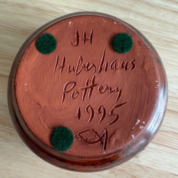 JH Huberhaus Pottery 1996 Studio Sgraffito Egg Separator Redware Pottery - Picture 7 of 9
